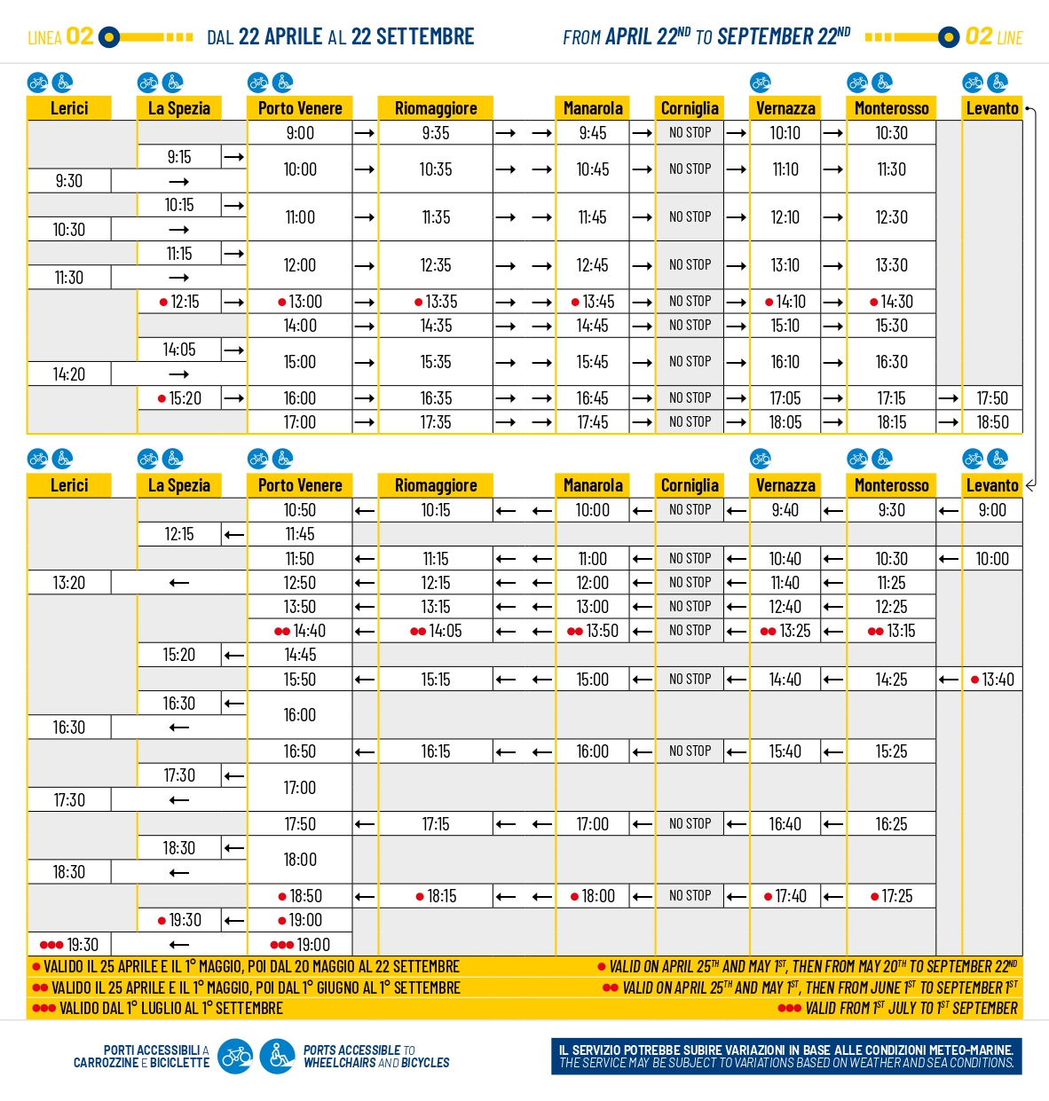 Ferry Timetable in effect until 22 September 2024